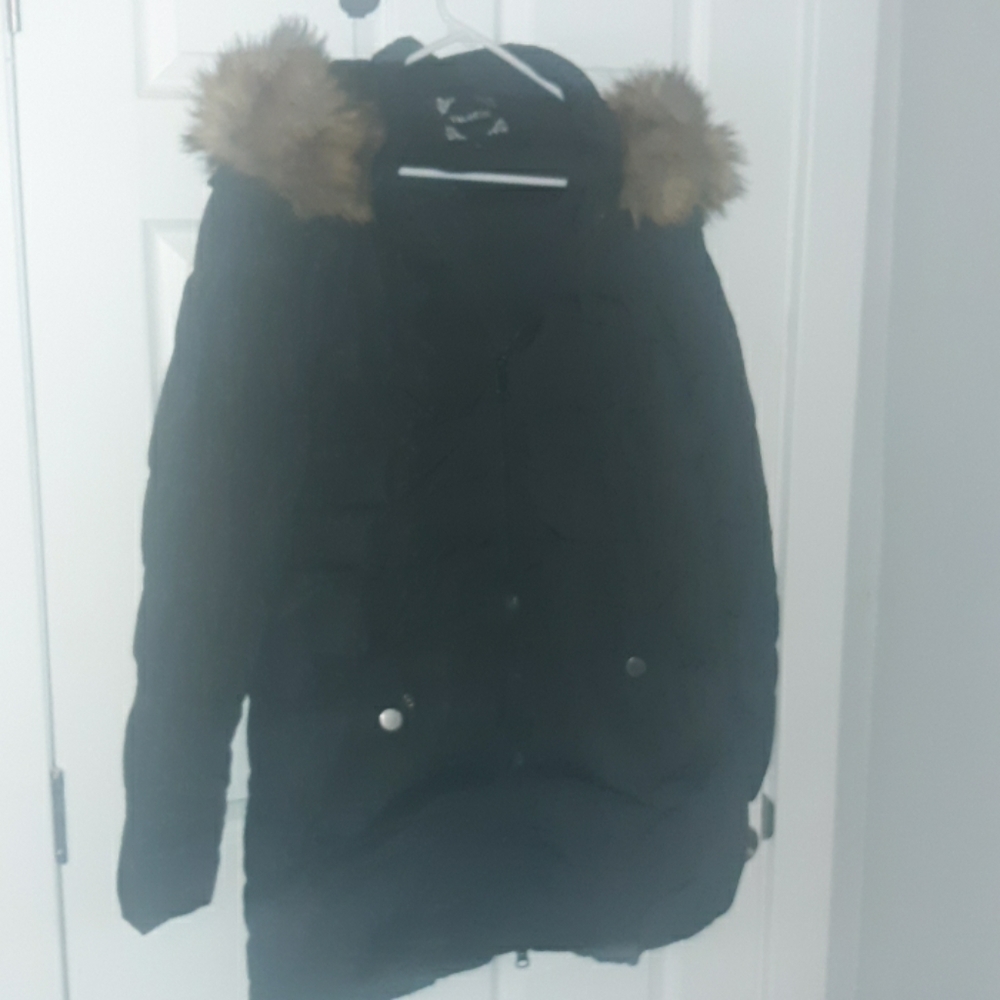 Valuker Mid-Length Down Coat with Fur Hood